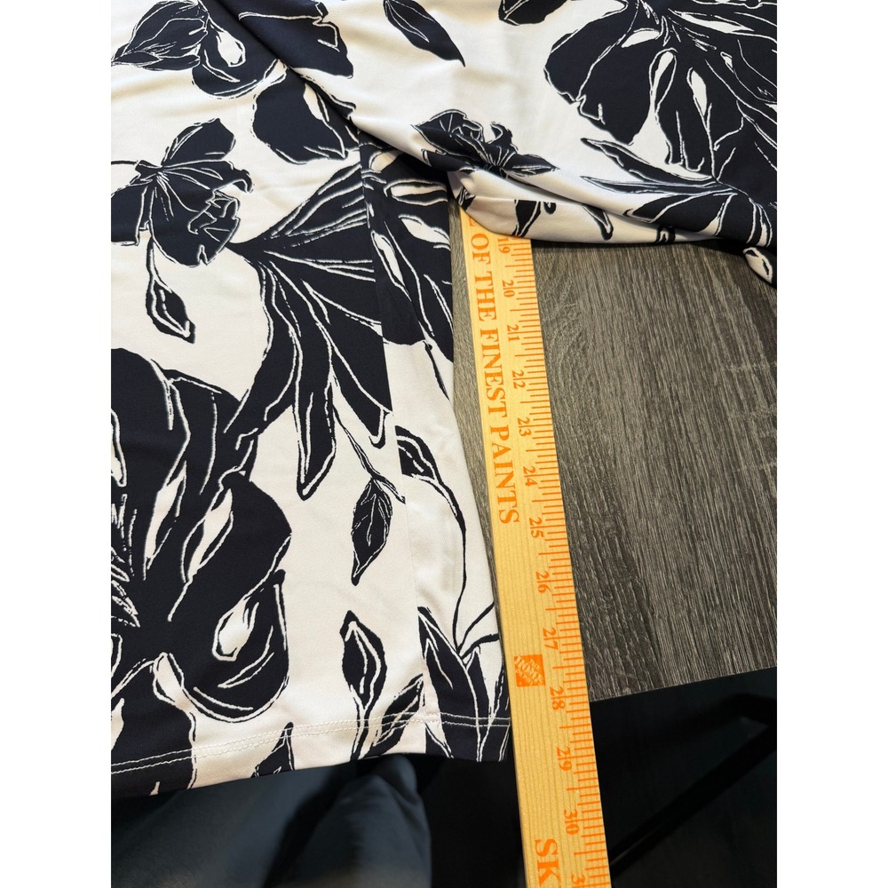 Susan Graver Black White Floral Pull On Pants Womens XL Wide Leg Resortcore - Picture 6 of 7